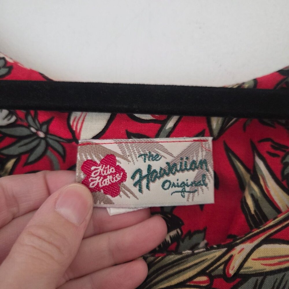 Vintage Hilo Hattie Red Floral Hawaiian Dress Made in Hawaii Women's S - Picture 5 of 6
